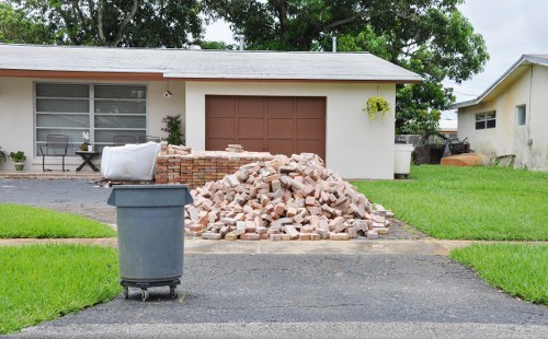 Recycling bins and separated waste streams at a clearance site